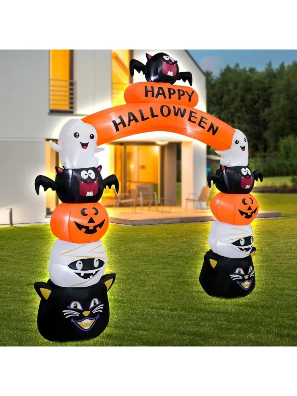 8FT Inflatable Halloween Arch Decoration with LED Lights - Spooky Outdoor Decor